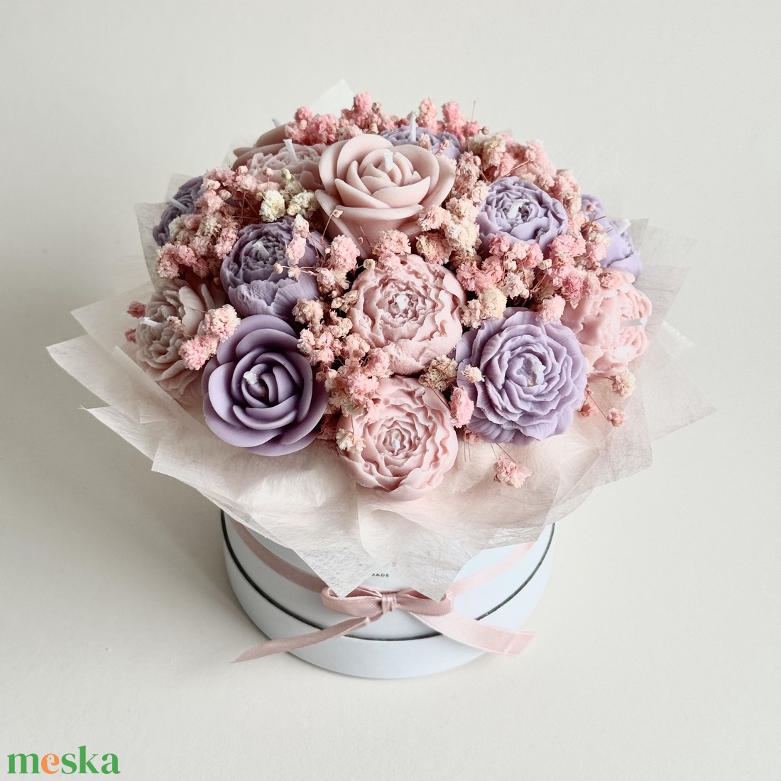 Gyertya Virág Box - otthon & életmód - virágdekoráció - virágok - virágbox - Meska.hu