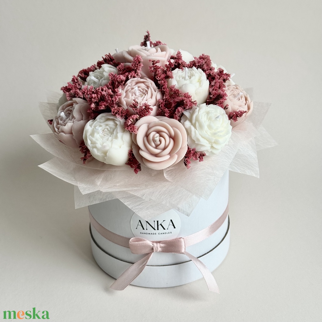 Gyertya Virág Box - otthon & életmód - virágdekoráció - virágok - virágbox - Meska.hu