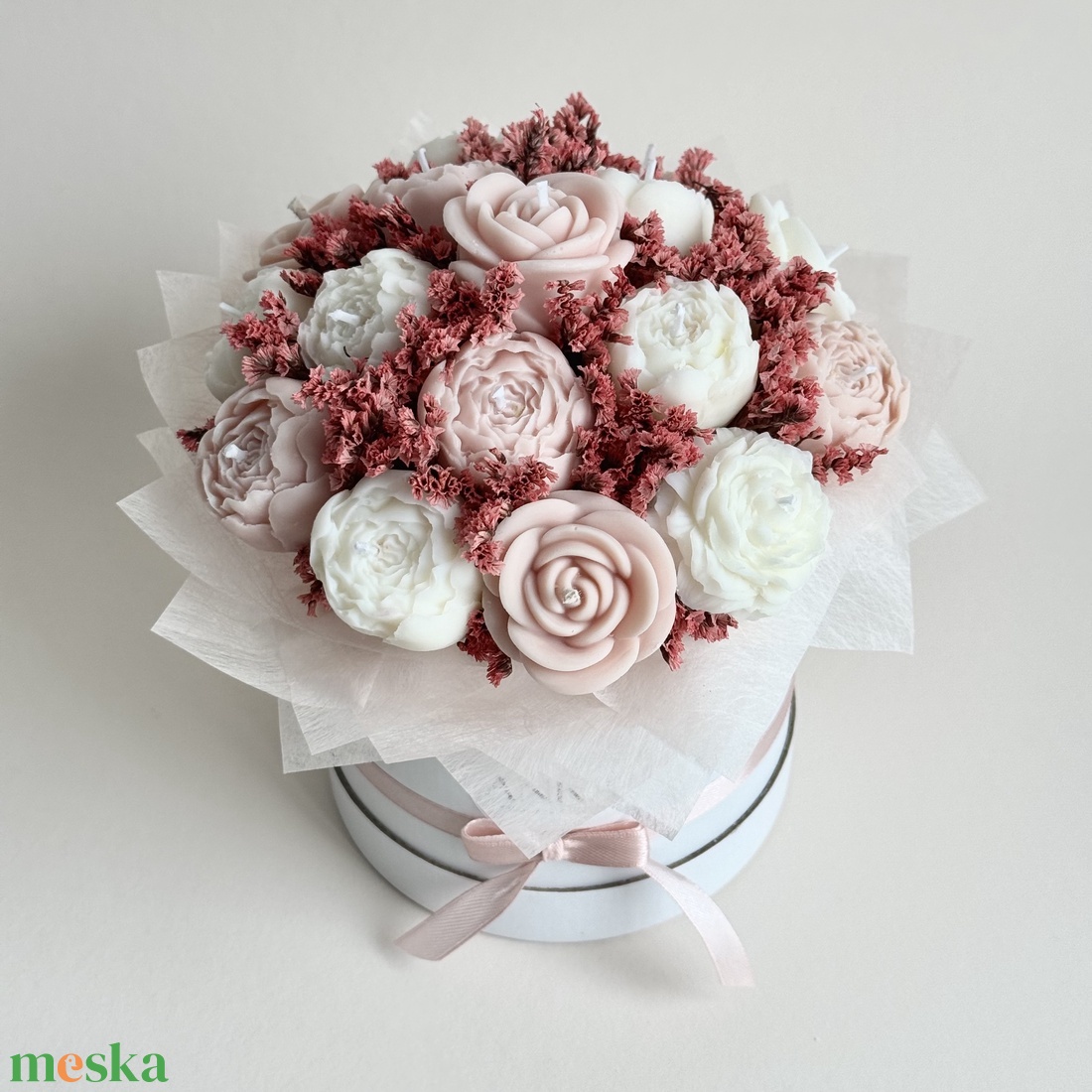 Gyertya Virág Box - otthon & életmód - virágdekoráció - virágok - virágbox - Meska.hu