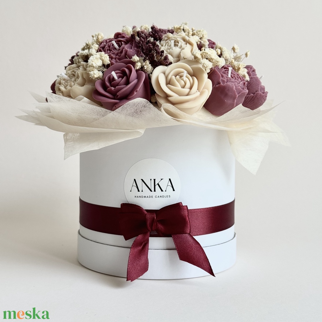 Gyertya Virág Box (M) - otthon & életmód - virágdekoráció - virágok - virágbox - Meska.hu