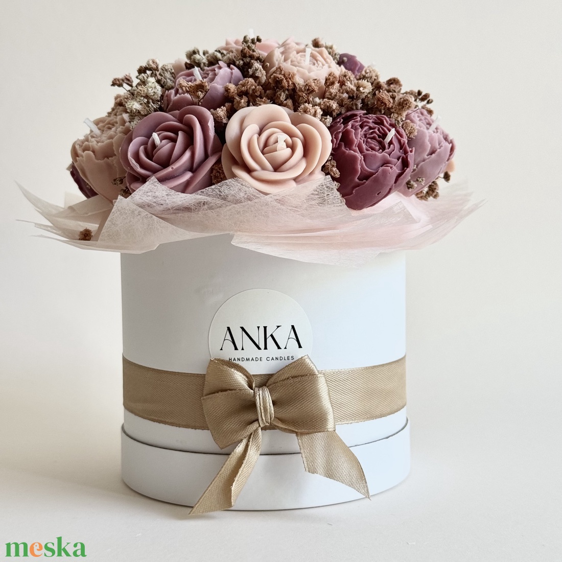 Gyertya Virág Box (M) - otthon & életmód - virágdekoráció - virágok - virágbox - Meska.hu