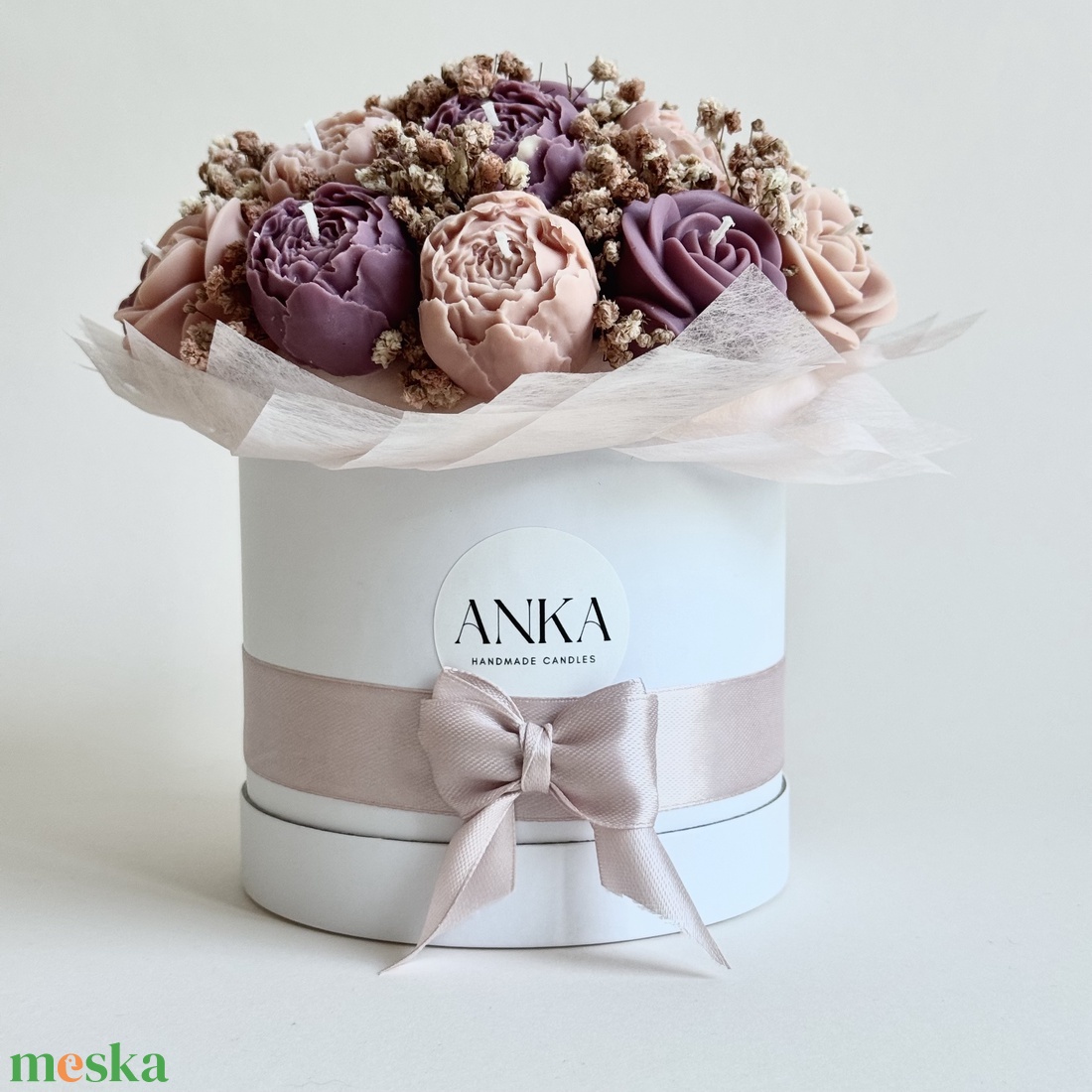 Gyertya Virág Box (M) - otthon & életmód - virágdekoráció - virágok - virágbox - Meska.hu