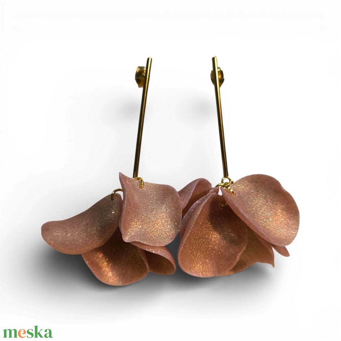 Veilora fülbevaló Rózsaarany - ékszer - fülbevaló - lógó fülbevaló - Meska.hu