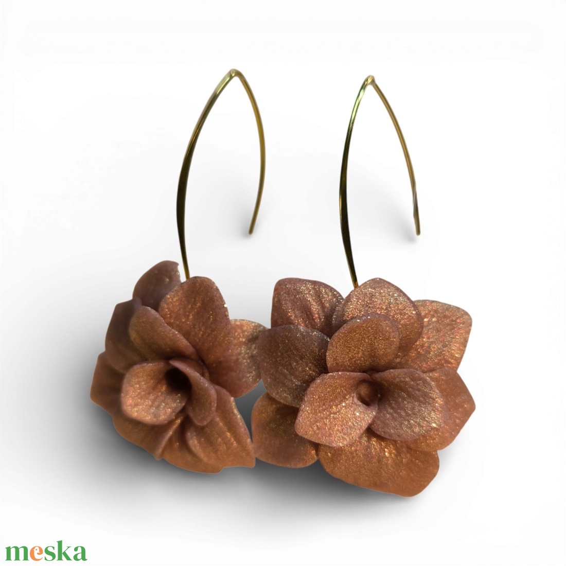 Velvet Poppy fülbevaló Rózsaarany - ékszer - fülbevaló - lógó fülbevaló - Meska.hu