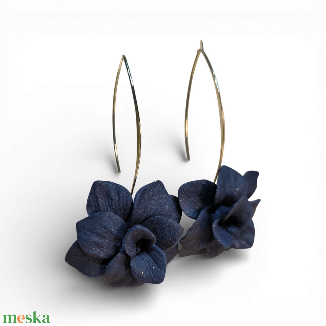 Velvet Poppy fülbevaló Kék - ékszer - fülbevaló - lógó fülbevaló - Meska.hu