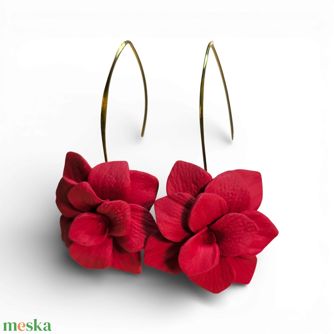 Velvet Poppy fülbevaló Piros - ékszer - fülbevaló - lógó fülbevaló - Meska.hu