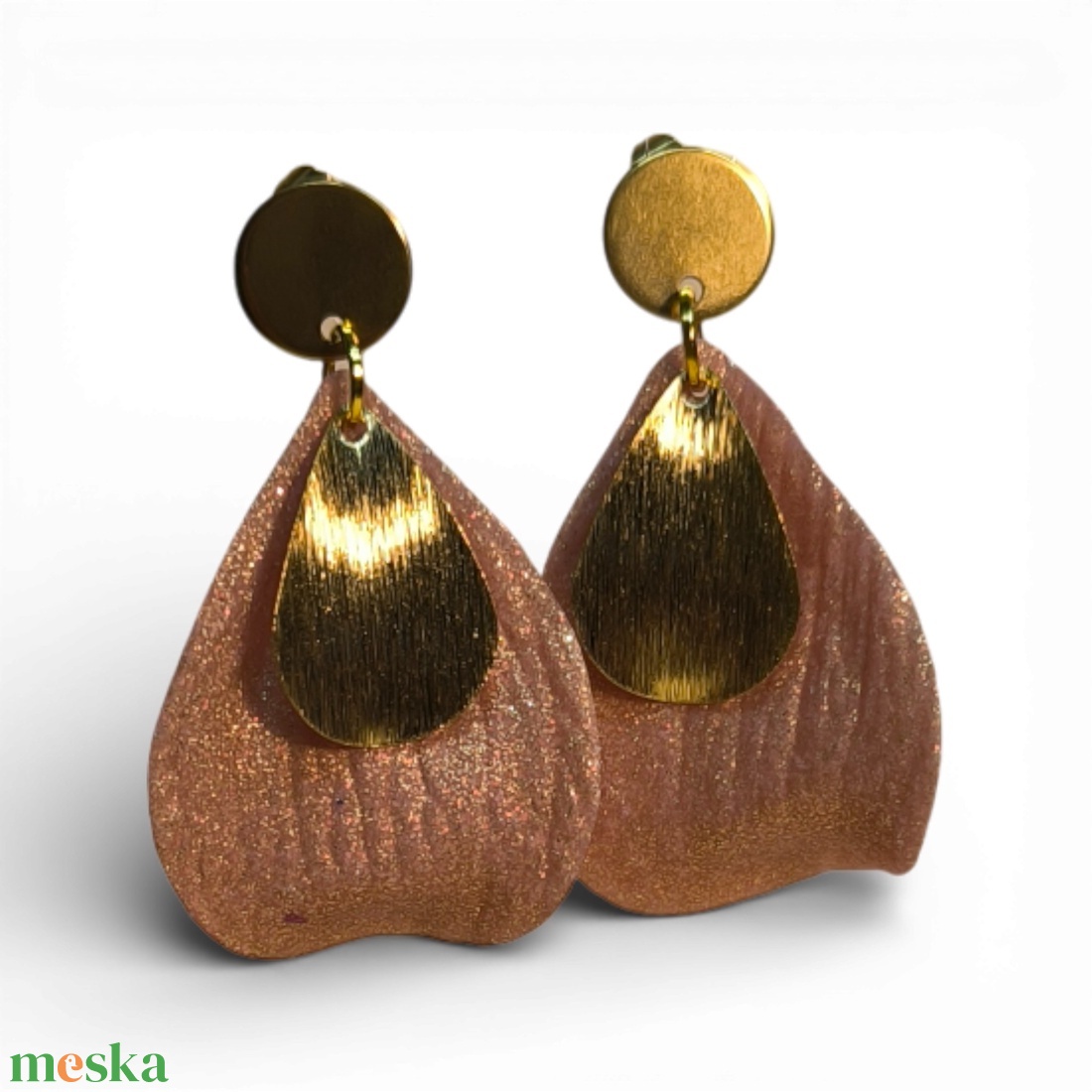 Spirit of the Leaves fülbevaló Rózsaarany - ékszer - fülbevaló - lógó fülbevaló - Meska.hu