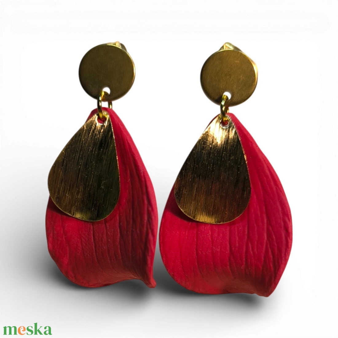Spirit of the Leaves fülbevaló Piros - ékszer - fülbevaló - lógó fülbevaló - Meska.hu
