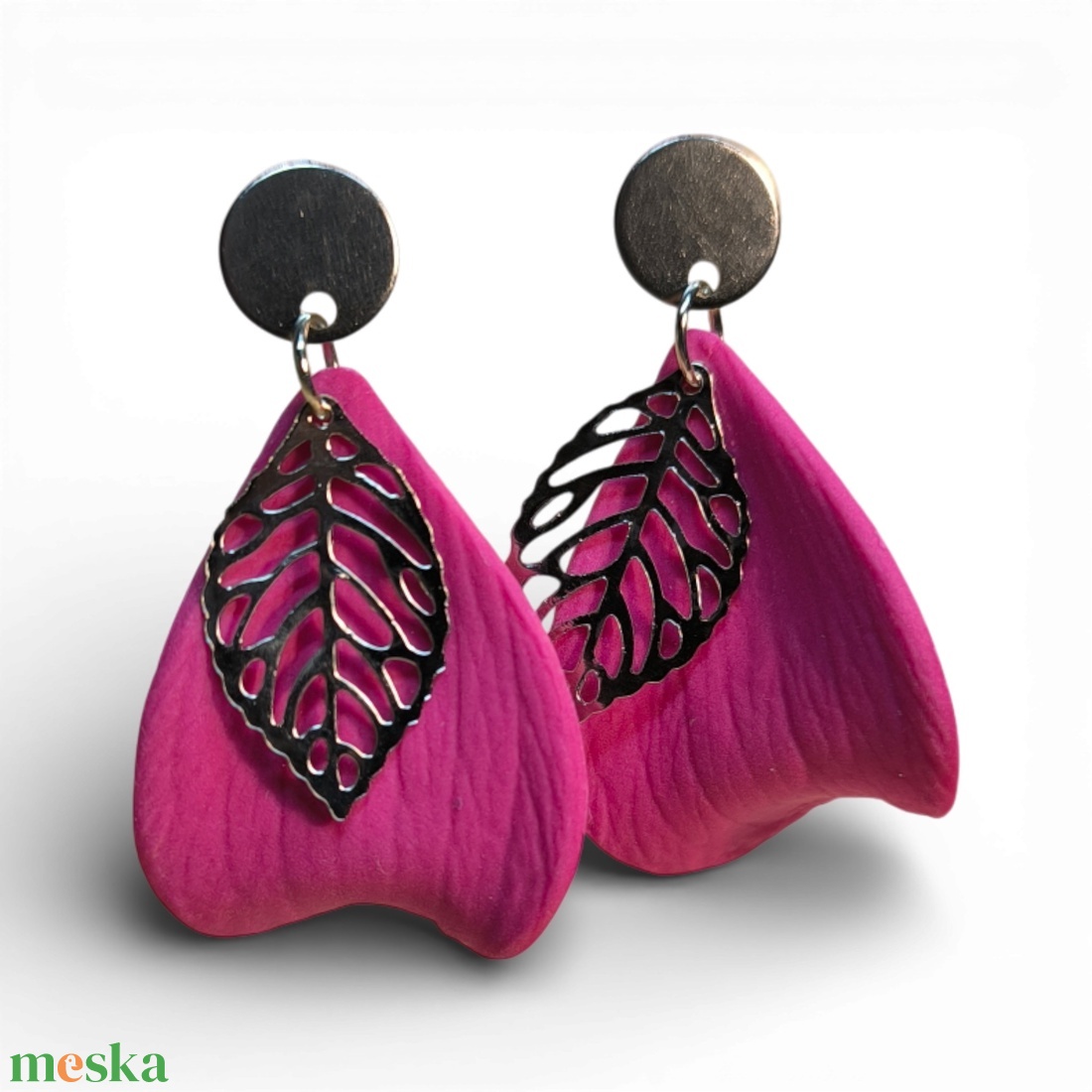 Spirit of the Leaves fülbevaló Pink - ékszer - fülbevaló - lógó fülbevaló - Meska.hu