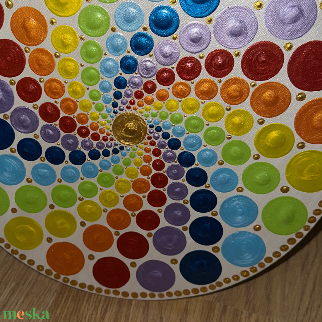Csakra harmonizáló spirál kerek, fehér alapon, 30cm - művészet - festmény - akril - Meska.hu