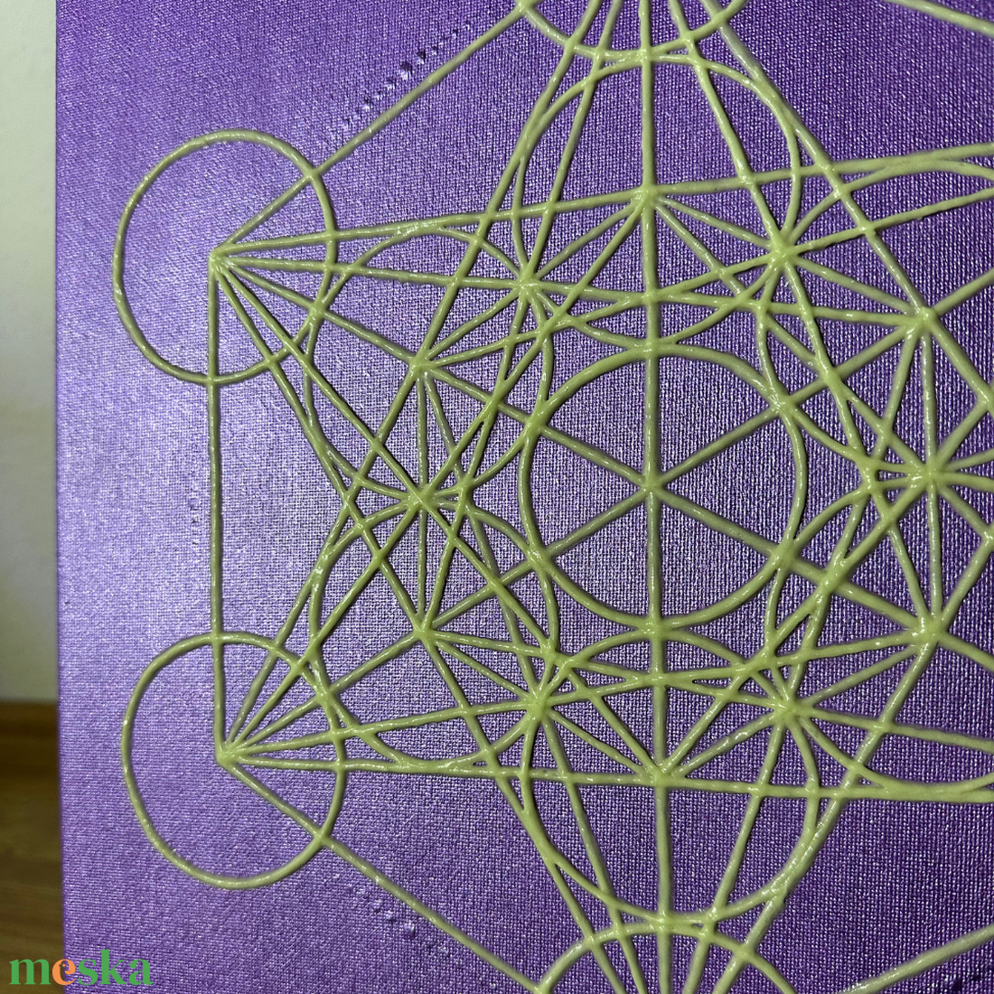 Sötétben világító Metatron kocka lila alapon 33x33cm - művészet - festmény - akril - Meska.hu