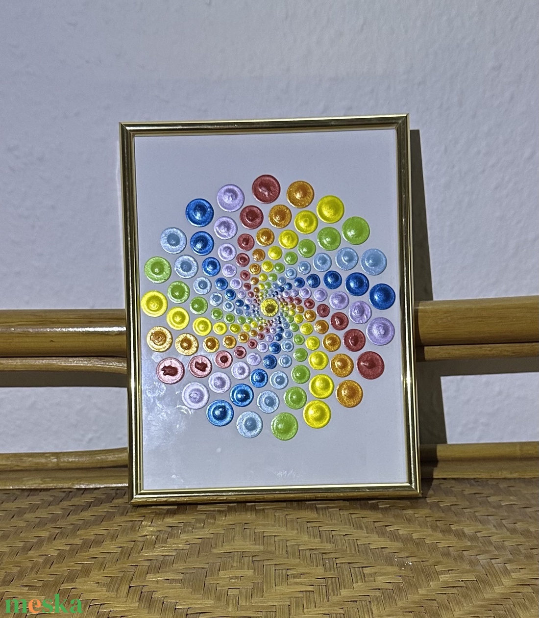 csakra spirál 21x16cm arany  színű keretben - művészet - festmény - akril - Meska.hu