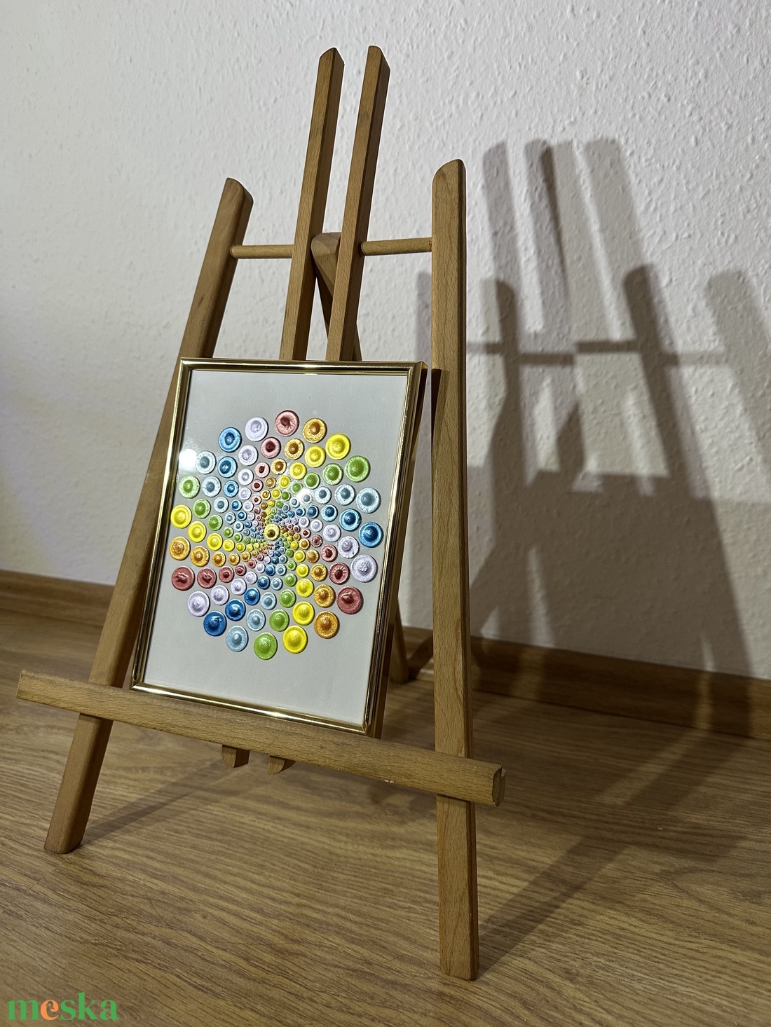 csakra spirál 21x16cm arany  színű keretben - művészet - festmény - akril - Meska.hu