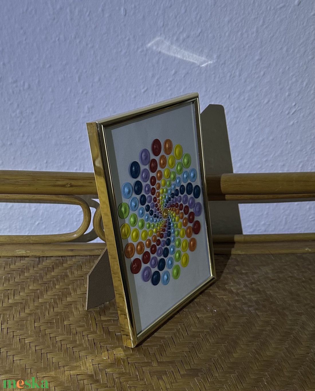 csakra spirál 21x16cm arany  színű keretben - művészet - festmény - akril - Meska.hu