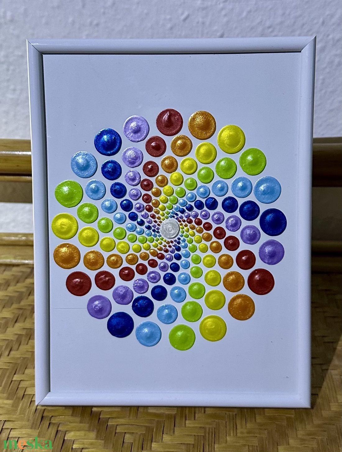 csakra spirál 21x16cm fehér keretben - művészet - festmény - akril - Meska.hu