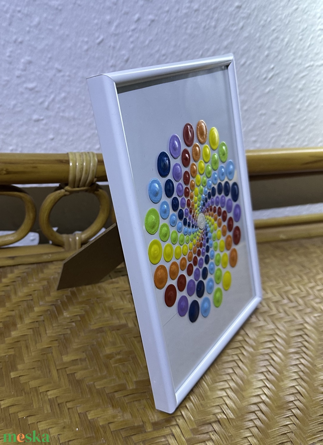 csakra spirál 21x16cm fehér keretben - művészet - festmény - akril - Meska.hu