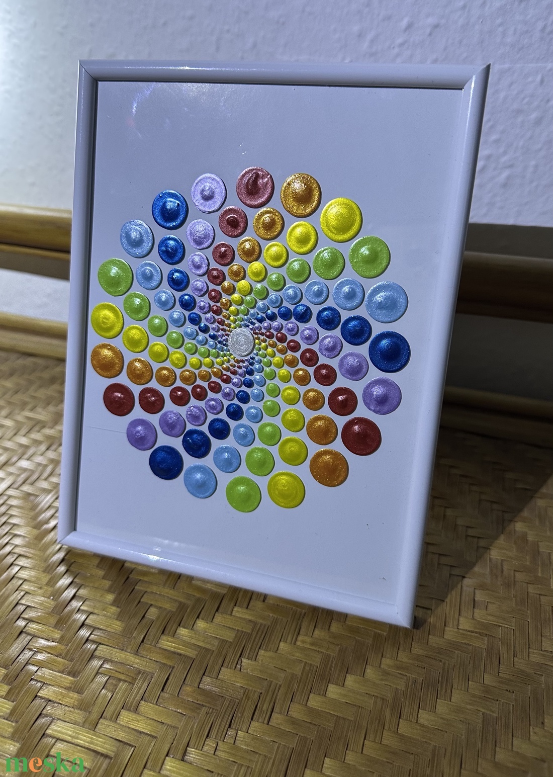 csakra spirál 21x16cm fehér keretben - művészet - festmény - akril - Meska.hu