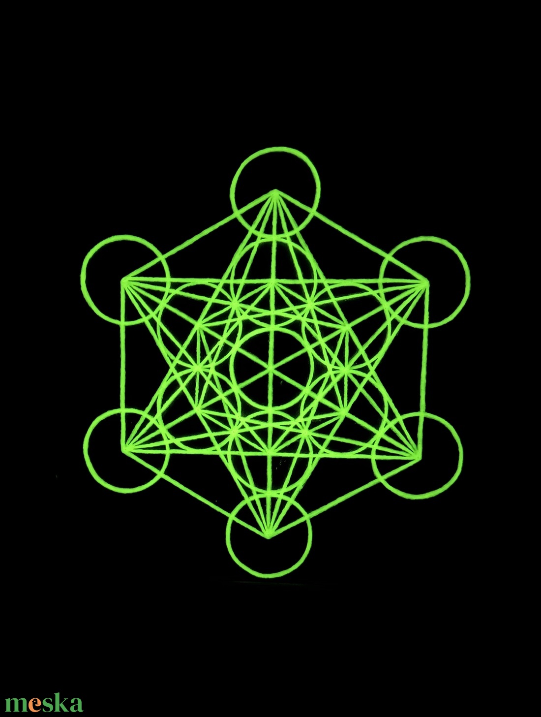 Sötétben világító Metatron kocka lila alapon 33x33cm - művészet - festmény - akril - Meska.hu