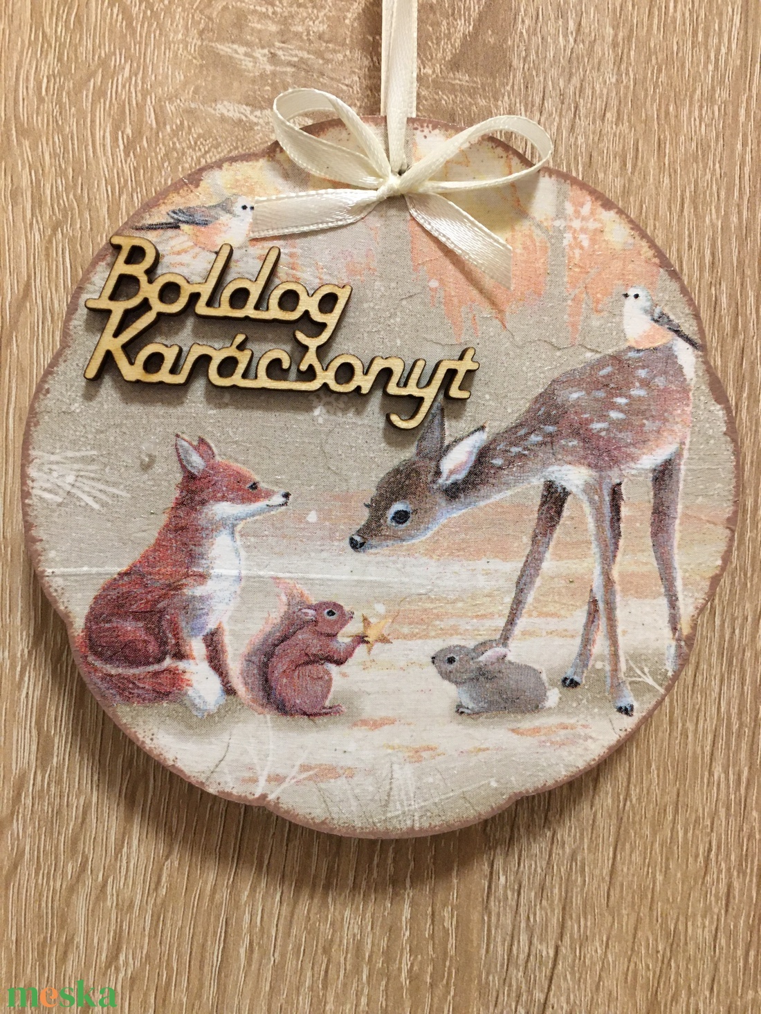 Erdei állatok karácsonyi ajtódísz - karácsony - karácsonyi lakásdekoráció - karácsonyi lakásdíszek - Meska.hu