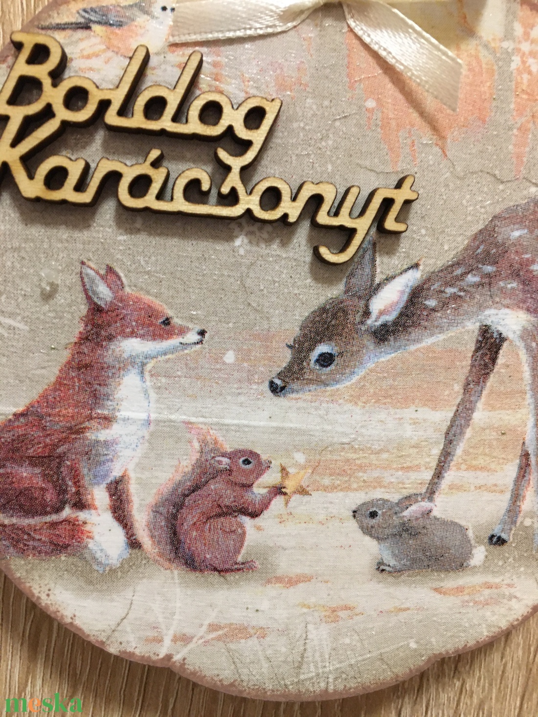 Erdei állatok karácsonyi ajtódísz - karácsony - karácsonyi lakásdekoráció - karácsonyi lakásdíszek - Meska.hu