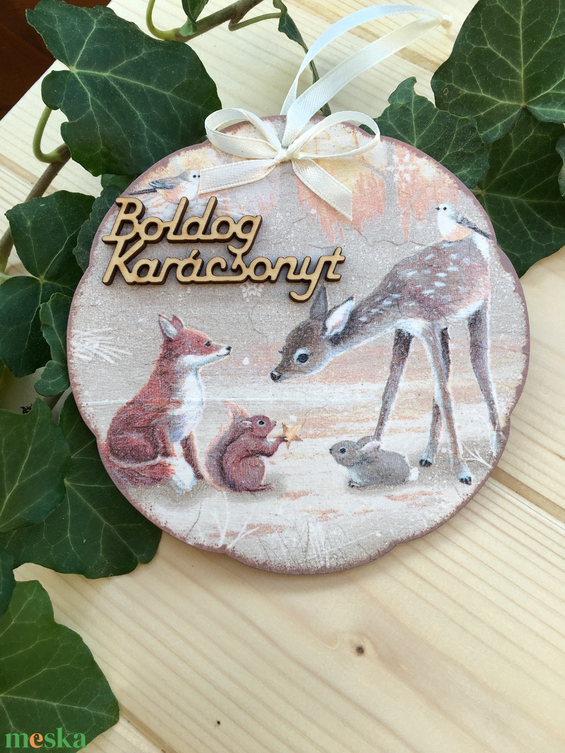 Erdei állatok karácsonyi ajtódísz - karácsony - karácsonyi lakásdekoráció - karácsonyi lakásdíszek - Meska.hu