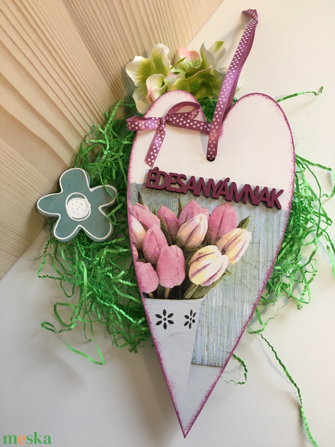 Tulipános szív táblácska ÉDESANYÁMNAK felirattal - otthon & életmód - dekoráció - fali és függő dekoráció - függődísz - Meska.hu Tulipános szív táblácska ÉDESANYÁMNAK felirattal - otthon & életmód - dekoráció - fali és függő dekoráció - függődísz - Meska.hu
