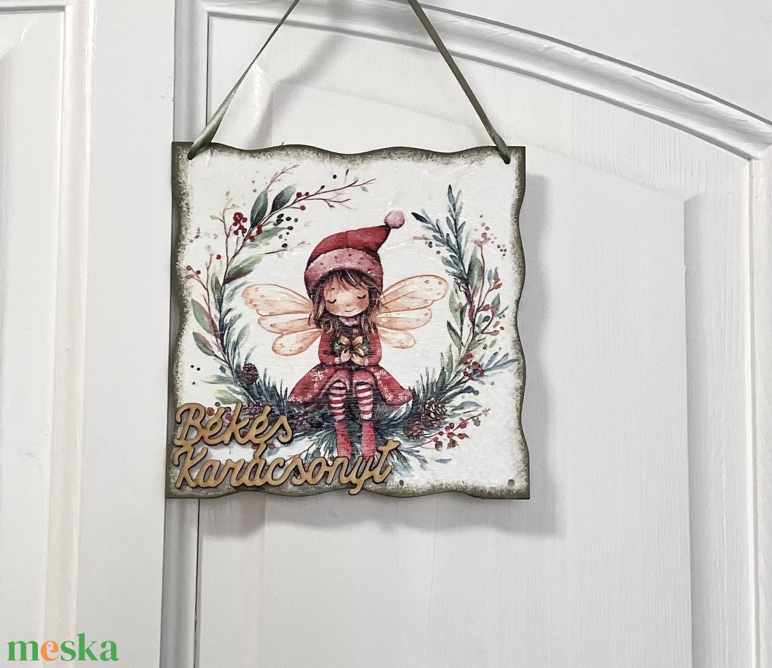 Ajtódísz manólányos - karácsony - karácsonyi lakásdekoráció - karácsonyi ajtódíszek - Meska.hu