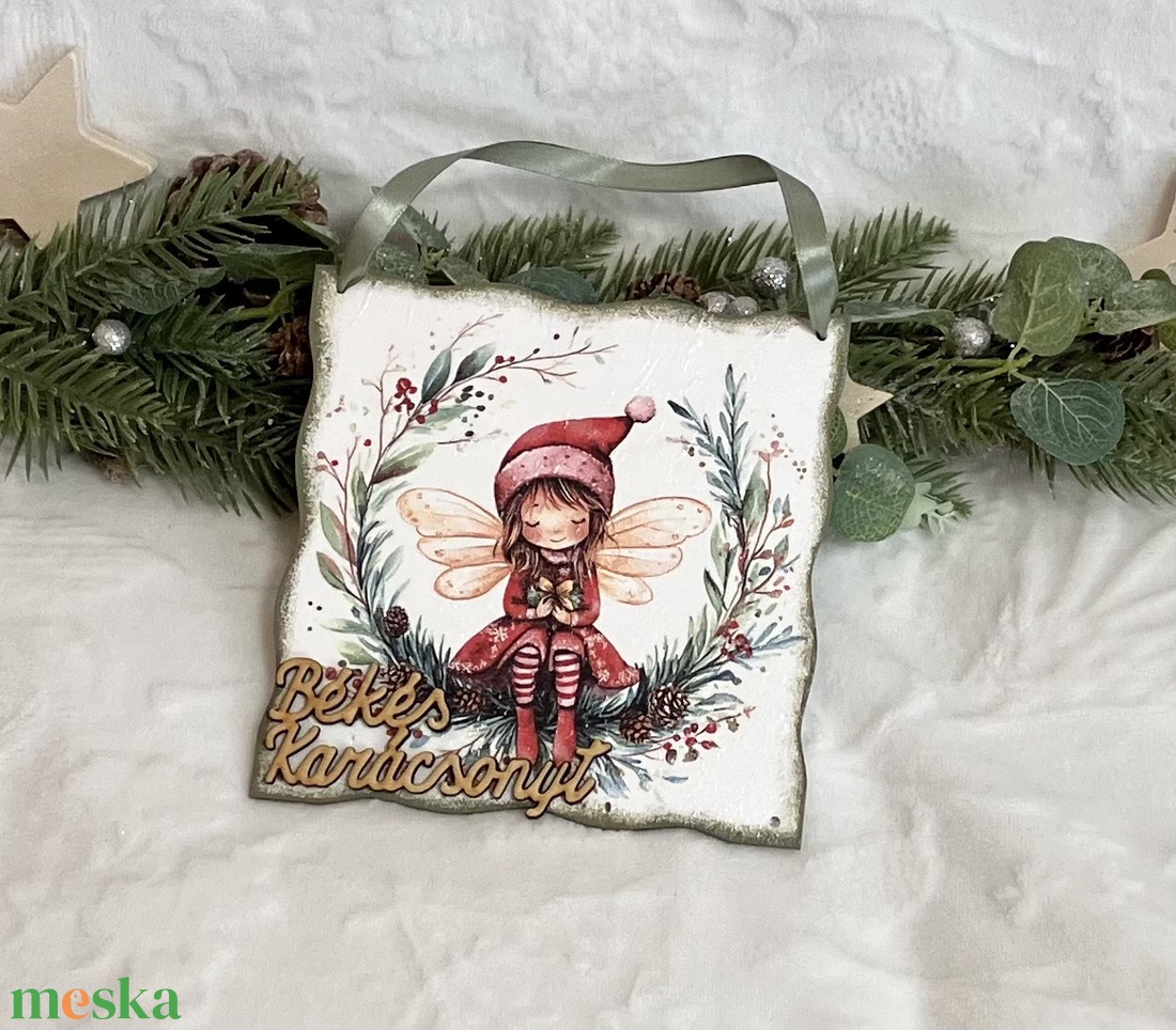 Ajtódísz manólányos - karácsony - karácsonyi lakásdekoráció - karácsonyi ajtódíszek - Meska.hu