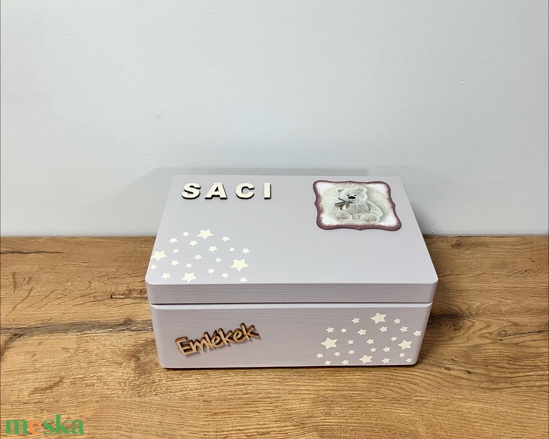 Macis emlékdoboz rózsaszínben � kislány ajándék - baba - mama - babaemlékek - baba emlékőrző - Meska.hu