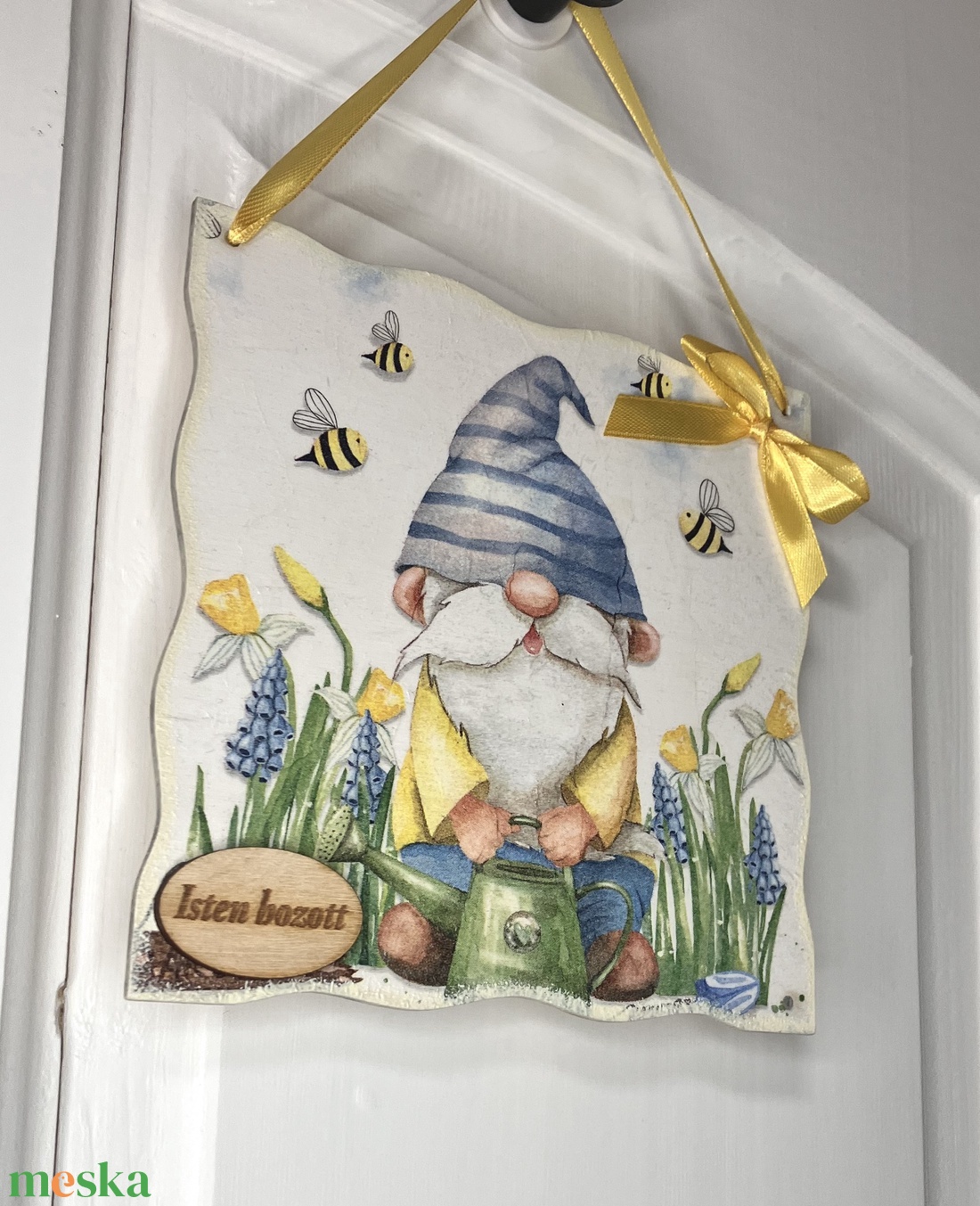 Vidám manós ajtódísz - tavaszi fa dekoráció bejárati ajtóra - otthon & életmód - dekoráció - ajtó- és ablak dekoráció - ajtódísz & kopogtató - Meska.hu