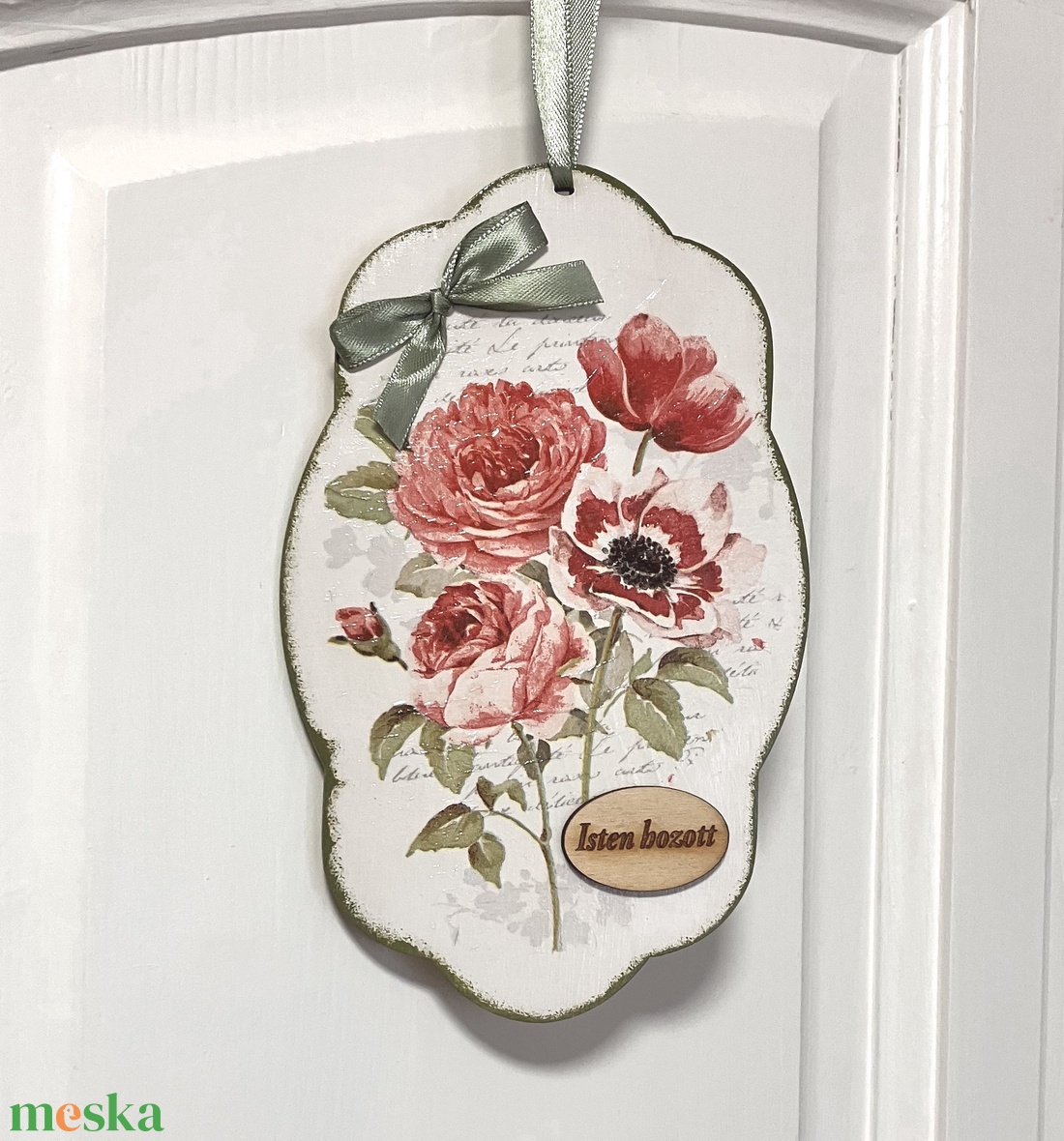 Rózsás fa ajtódísz - virágos ajtódekor - otthon & életmód - dekoráció - ajtó- és ablak dekoráció - ajtótábla - Meska.hu