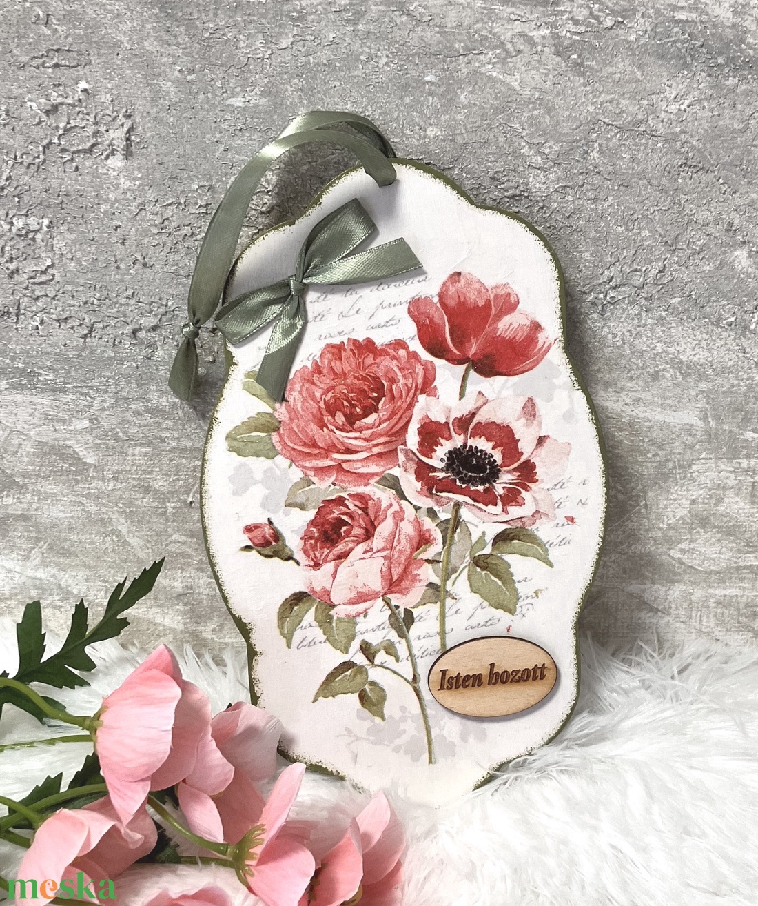 Rózsás fa ajtódísz - virágos ajtódekor - otthon & életmód - dekoráció - ajtó- és ablak dekoráció - ajtótábla - Meska.hu