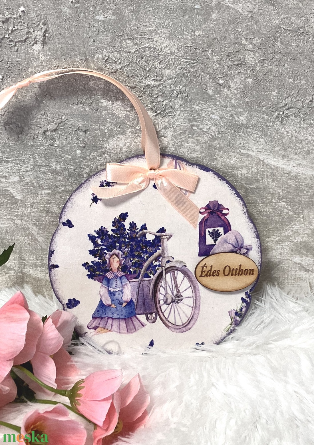 Levendulás ajtódísz  - egyedi ajtókopogtató Édes Otthon felirattal - otthon & életmód - dekoráció - ajtó- és ablak dekoráció - ajtódísz & kopogtató - Meska.hu