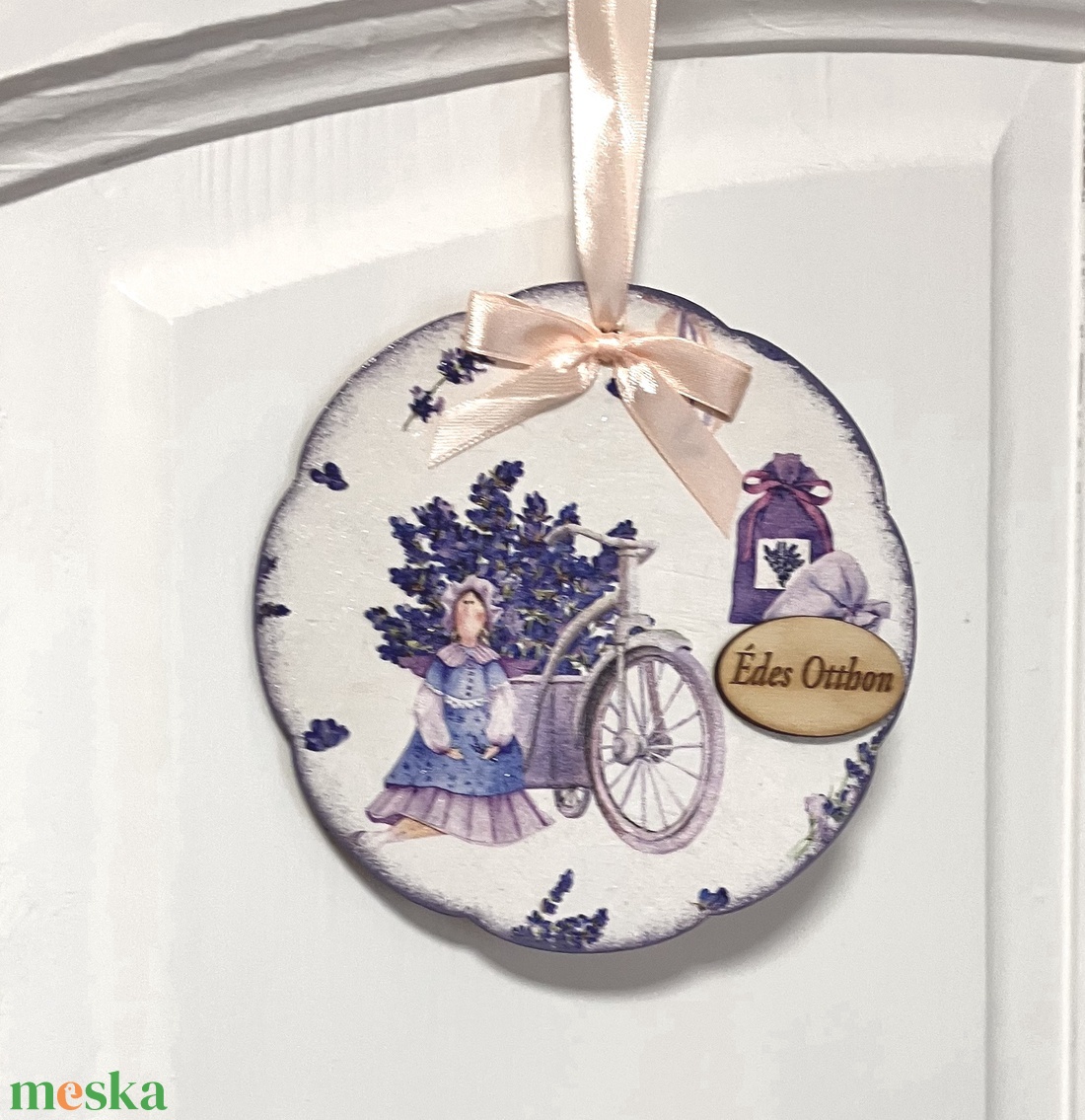 Levendulás ajtódísz  - egyedi ajtókopogtató Édes Otthon felirattal - otthon & életmód - dekoráció - ajtó- és ablak dekoráció - ajtódísz & kopogtató - Meska.hu