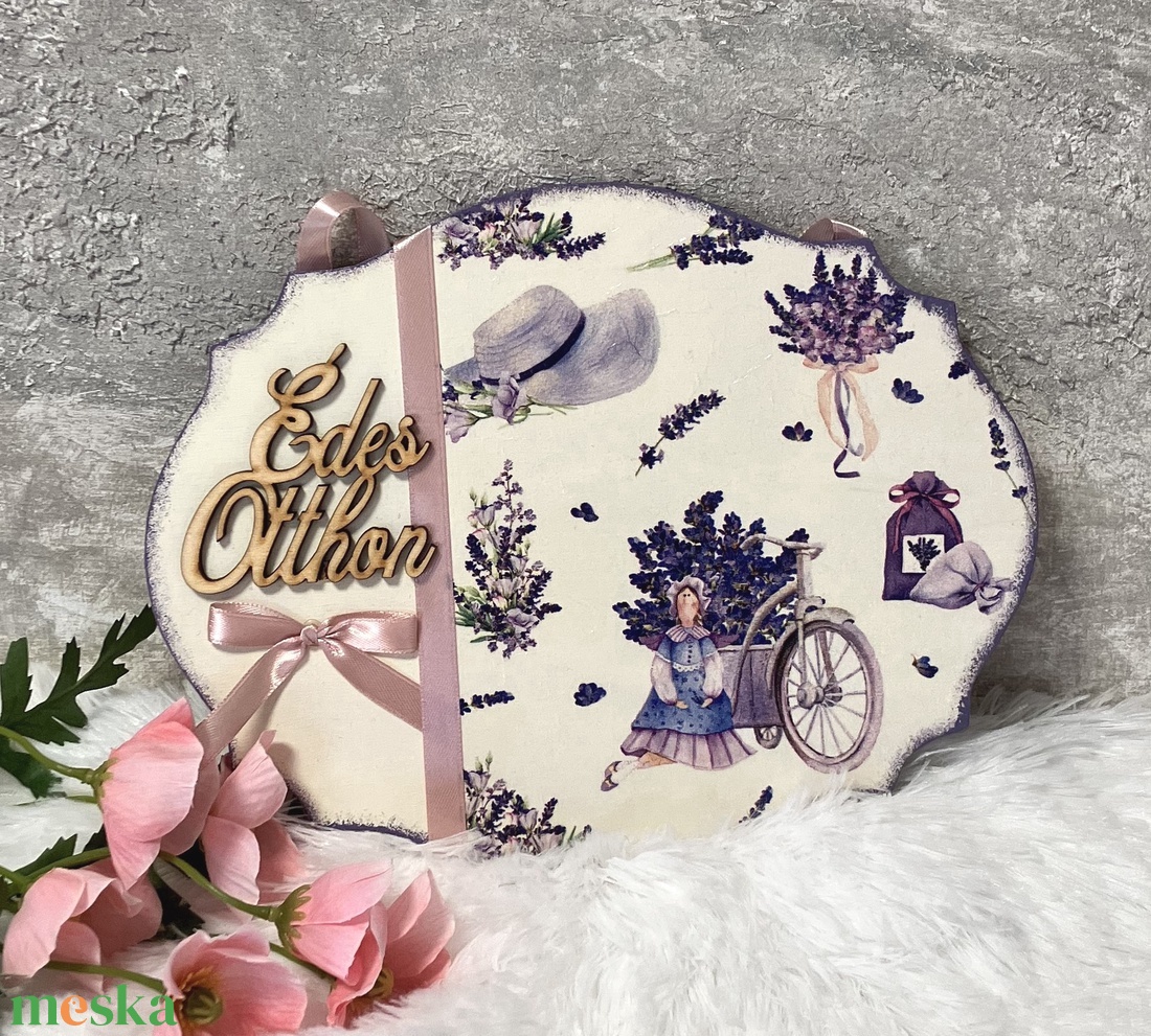 Levendulás ajtókopogtató - virágos  fa dekoráció bejárati ajtóra - otthon & életmód - dekoráció - ajtó- és ablak dekoráció - ajtódísz & kopogtató - Meska.hu