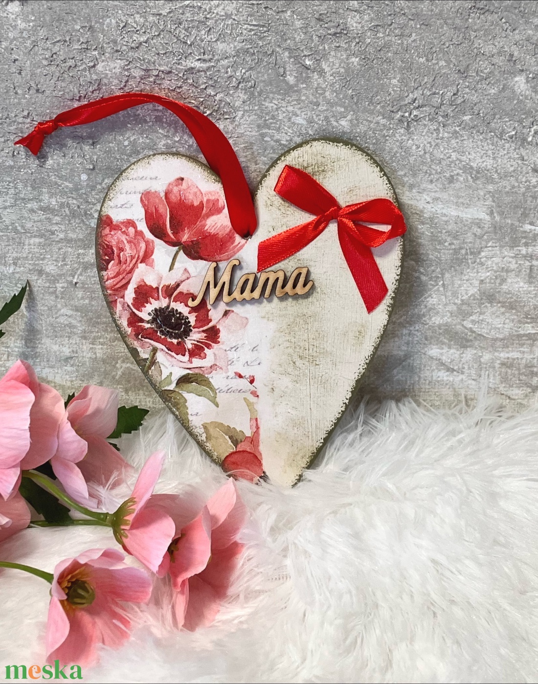 Virágos falidísz tavaszra Mama felirattal - otthon & életmód - dekoráció - fali és függő dekoráció - falra akasztható dekor - Meska.hu