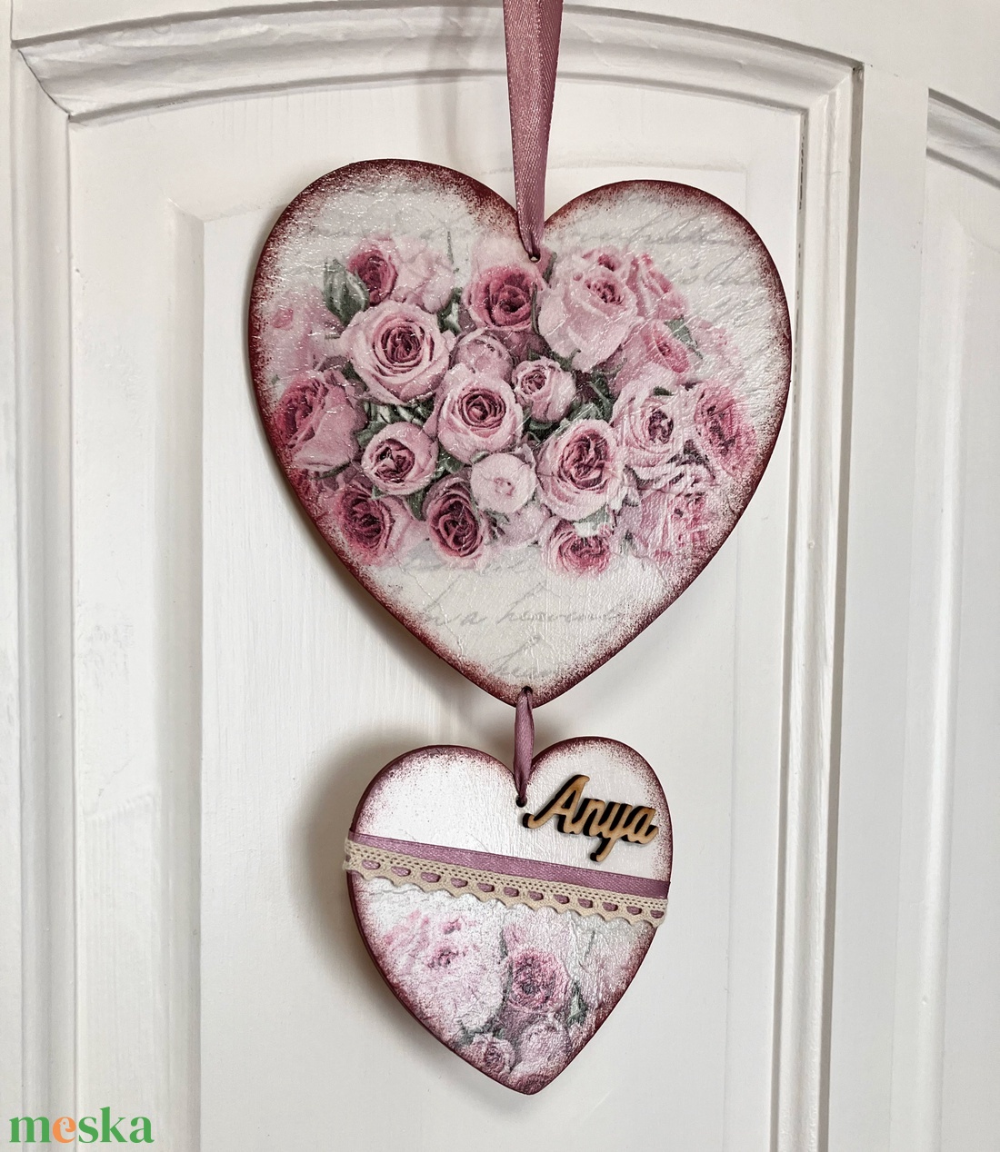 Rózsás tavaszi fa dekoráció - ajtódísz Anya felirattal - otthon & életmód - dekoráció - fali és függő dekoráció - függődísz - Meska.hu
