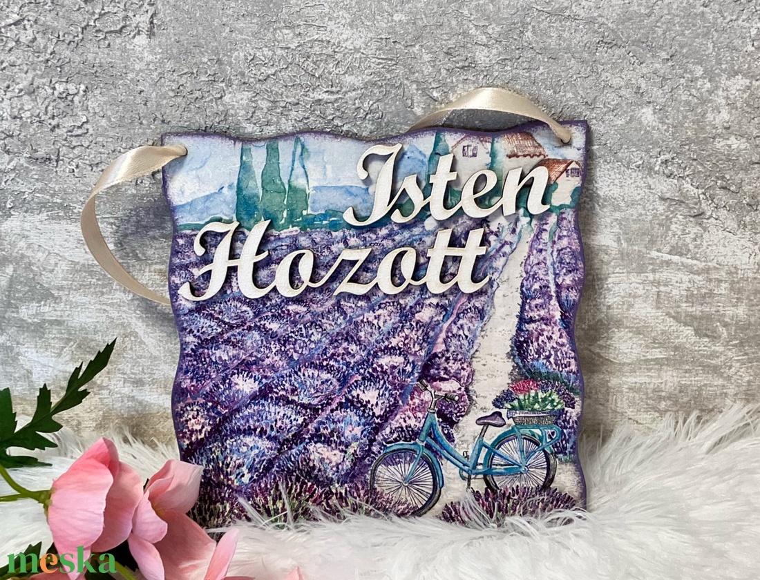 Virágos fa ajtódísz / ajtókopogtató levendulás Isten hozott felirattal - otthon & életmód - dekoráció - ajtó- és ablak dekoráció - ajtódísz & kopogtató - Meska.hu