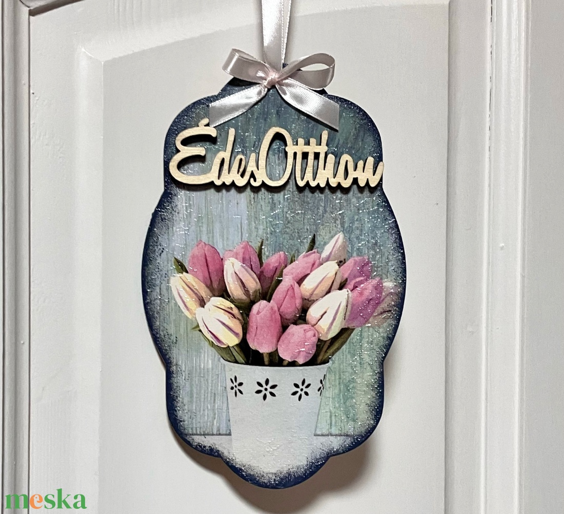 Tulipános fa ajtódísz - virágos ajtódekor - otthon & életmód - dekoráció - ajtó- és ablak dekoráció - ajtódísz & kopogtató - Meska.hu