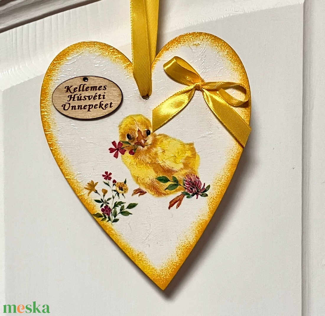 Húsvéti ajtódísz - virágos, csibés ajtókopogtató - ünnepi díszek, dekorációk - húsvéti díszek és dekorációk - húsvéti ajtódísz, kopogtató - Meska.hu