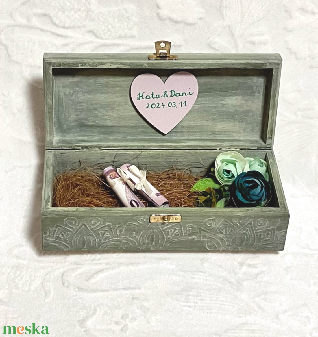 Antik hatású pénzátadó / ajándékátadó doboz esküvőre - nászajándék - esküvő - emlék & ajándék - nászajándék - esküvői pénzátadó doboz - Meska.hu