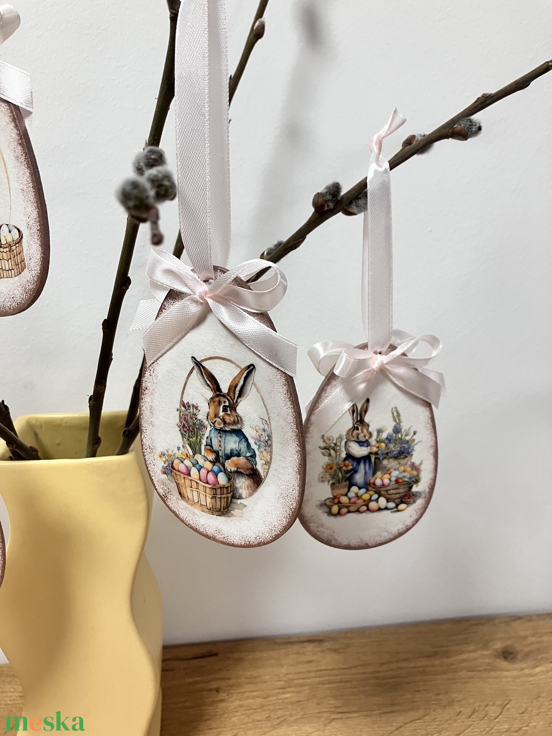 Húsvéti tojás nyúl - rózsaszín tavaszi dekoráció - ünnepi díszek, dekorációk - húsvéti díszek és dekorációk - húsvéti tojás, hímestojás - Meska.hu