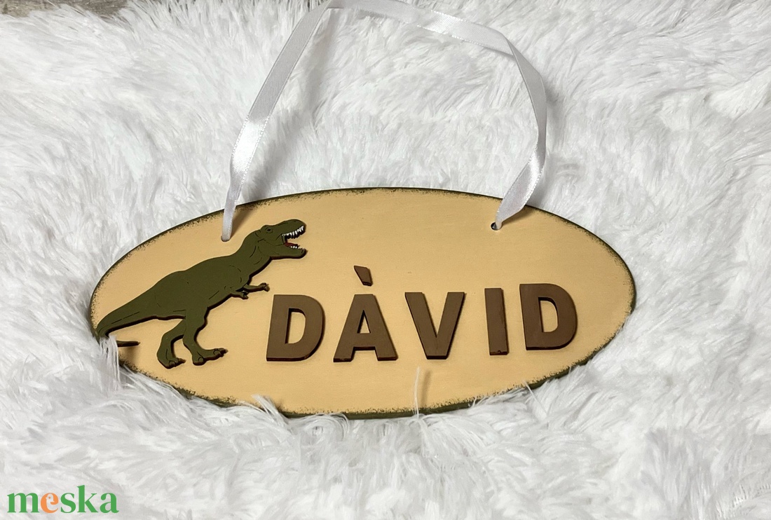 Dinós névtábla fiúnak  - baba - mama - babaszoba dekoráció - gyerek névtábla - Meska.hu