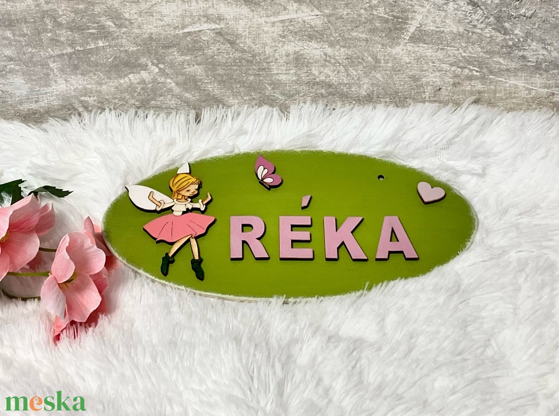 Egyedi névtábla lányoknak tündér mintával - baba névtábla - gyerekszoba dekoráció - baba - mama - babaszoba dekoráció - gyerek névtábla - Meska.hu
