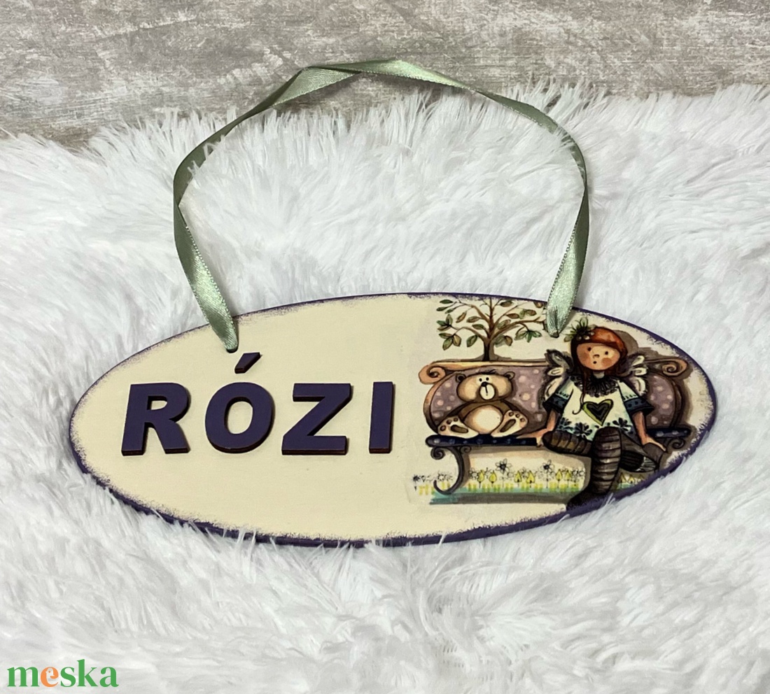 Egyedi névre szóló dekupázsolt névtábla lányoknak - babszoba dekoráció - baba - mama - babaszoba dekoráció - gyerek névtábla - Meska.hu