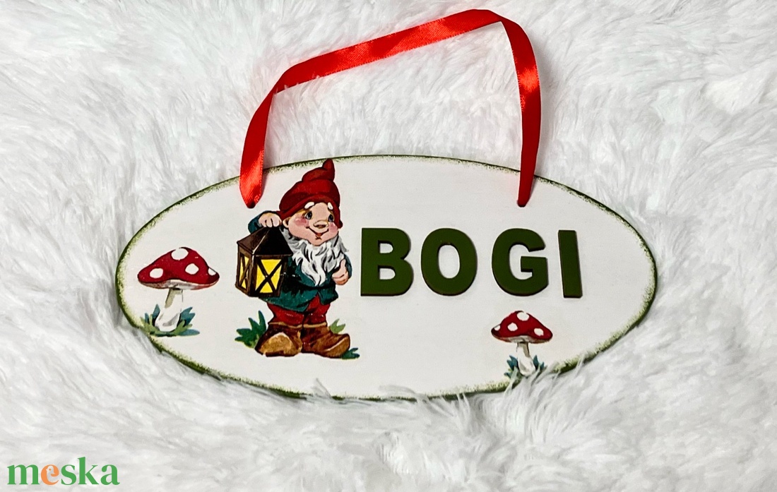 Törpés dekupázsolt névtábla - otthon & életmód - ház & kert - névtábla - Meska.hu