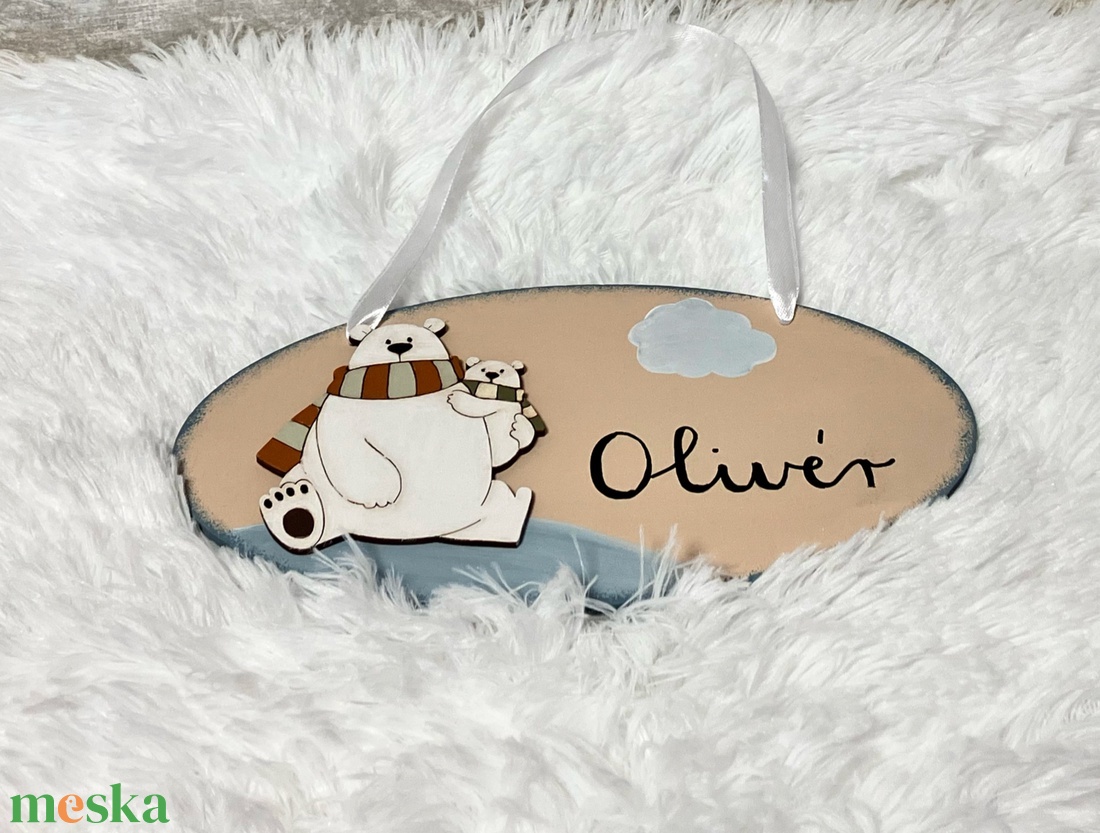 Jegesmedvés névtábla � névre szóló babaszoba falidísz - baba - mama - babaszoba dekoráció - gyerek névtábla - Meska.hu
