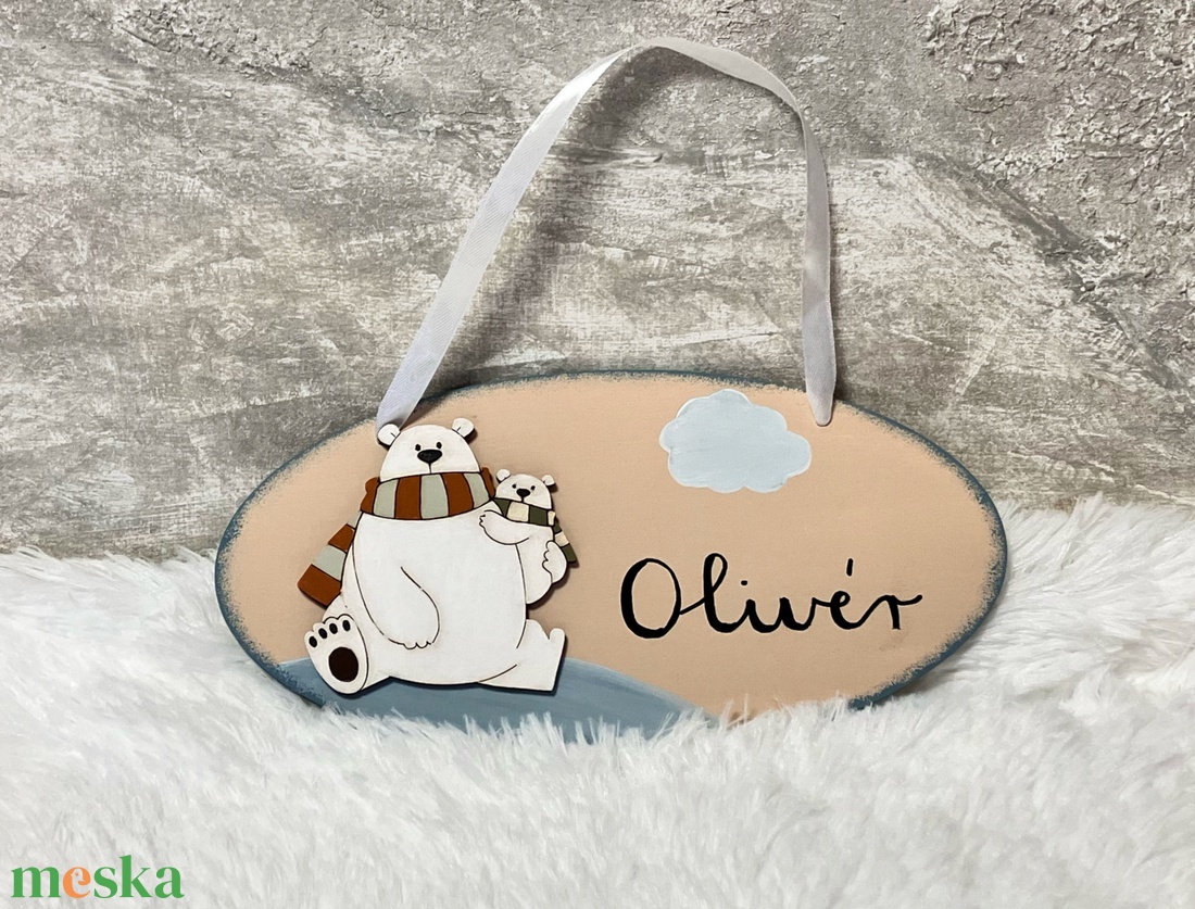 Jegesmedvés névtábla � névre szóló babaszoba falidísz - baba - mama - babaszoba dekoráció - gyerek névtábla - Meska.hu