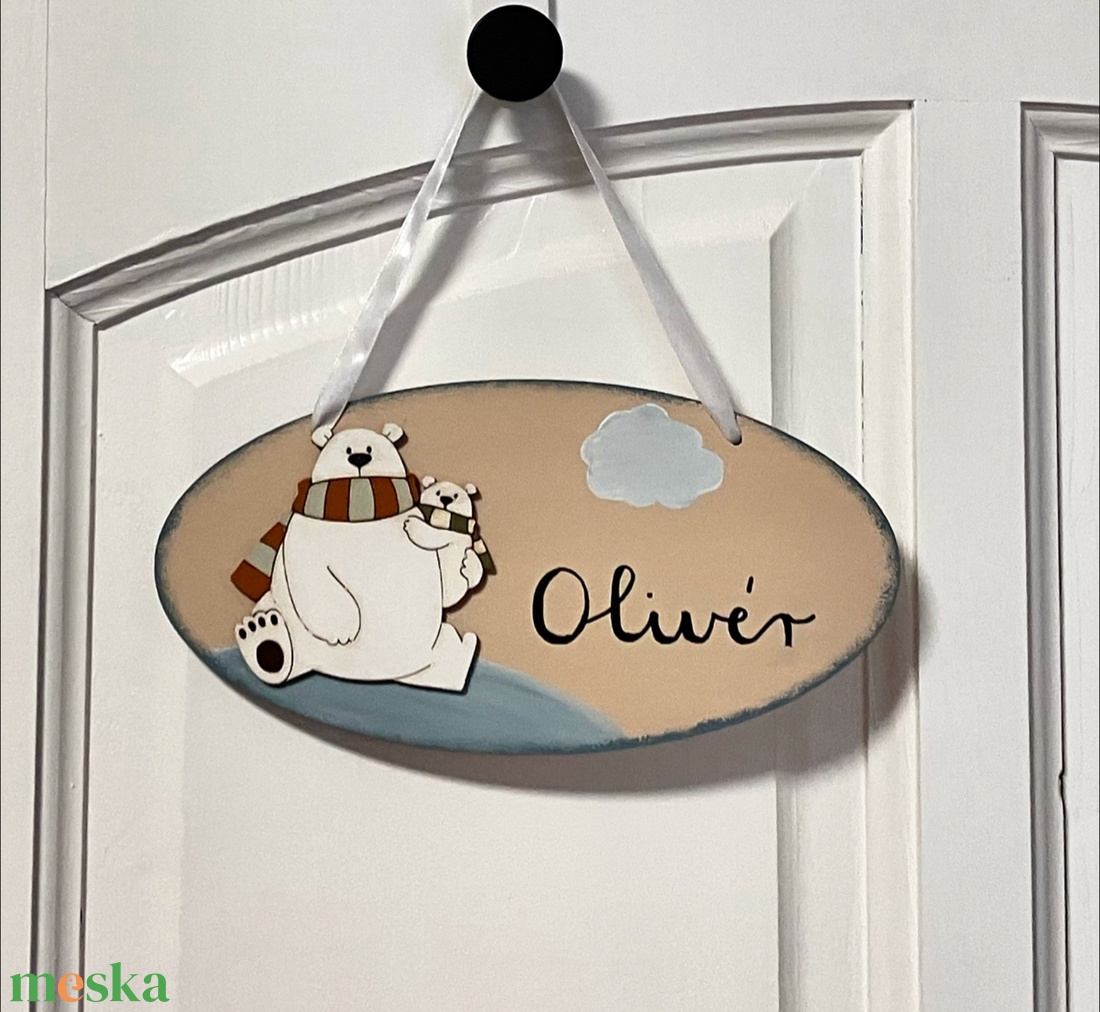 Jegesmedvés névtábla � névre szóló babaszoba falidísz - baba - mama - babaszoba dekoráció - gyerek névtábla - Meska.hu