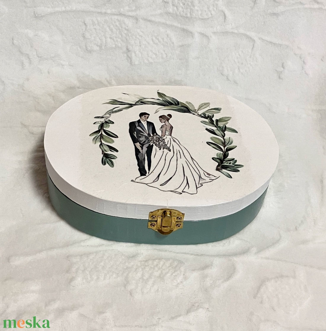 Pénzátadó, nászajándék doboz esküvőre zöld színben - esküvő - emlék & ajándék - nászajándék - esküvői pénzátadó doboz - Meska.hu